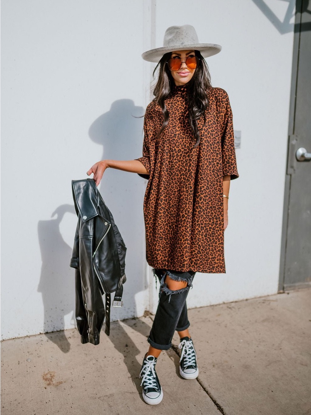 Dressed in LALA Lala Icon Mock Neck Top in Leopard - M